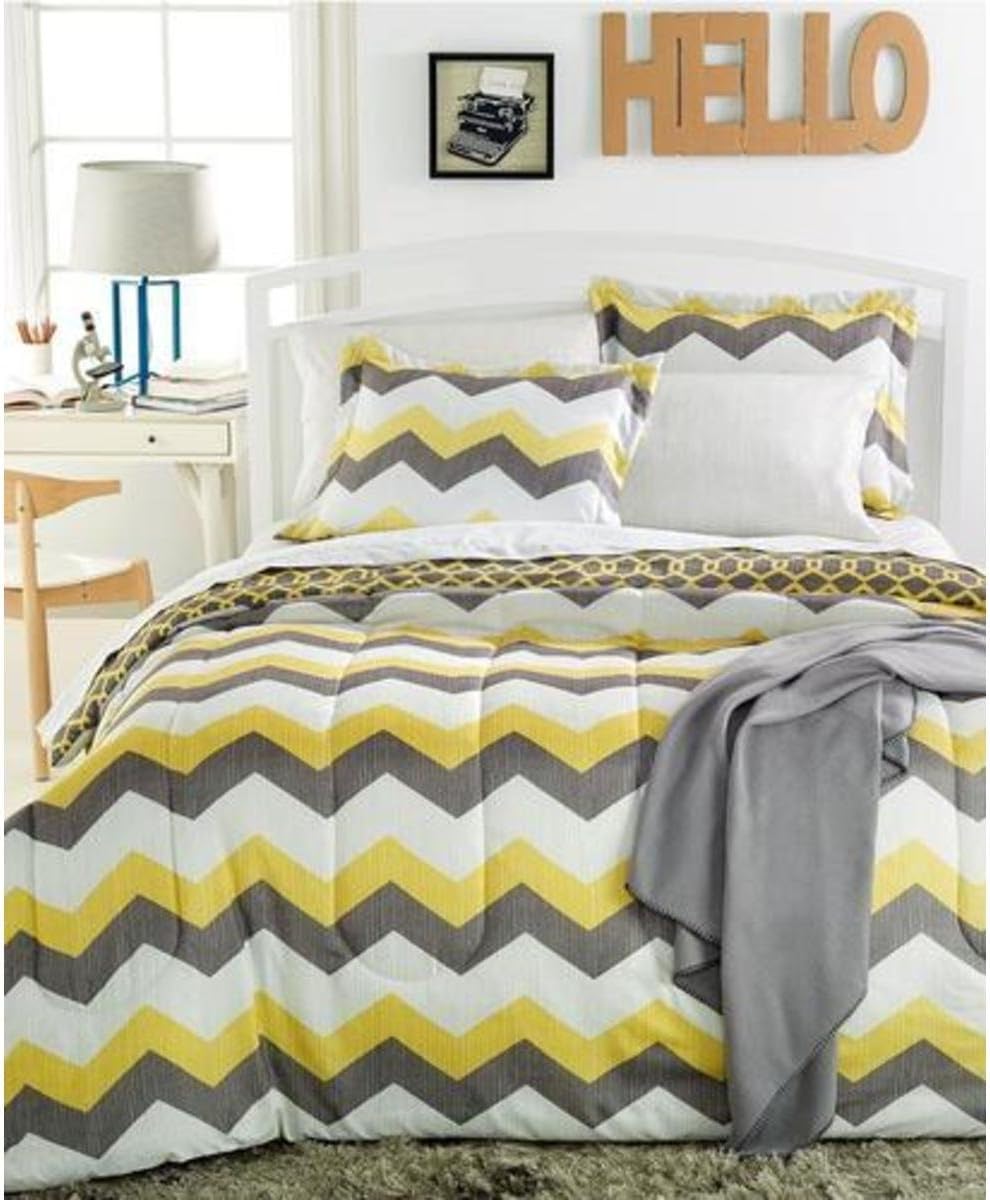 Sunham Chevron 6PC Reversible Comforter Set Yellow Twin