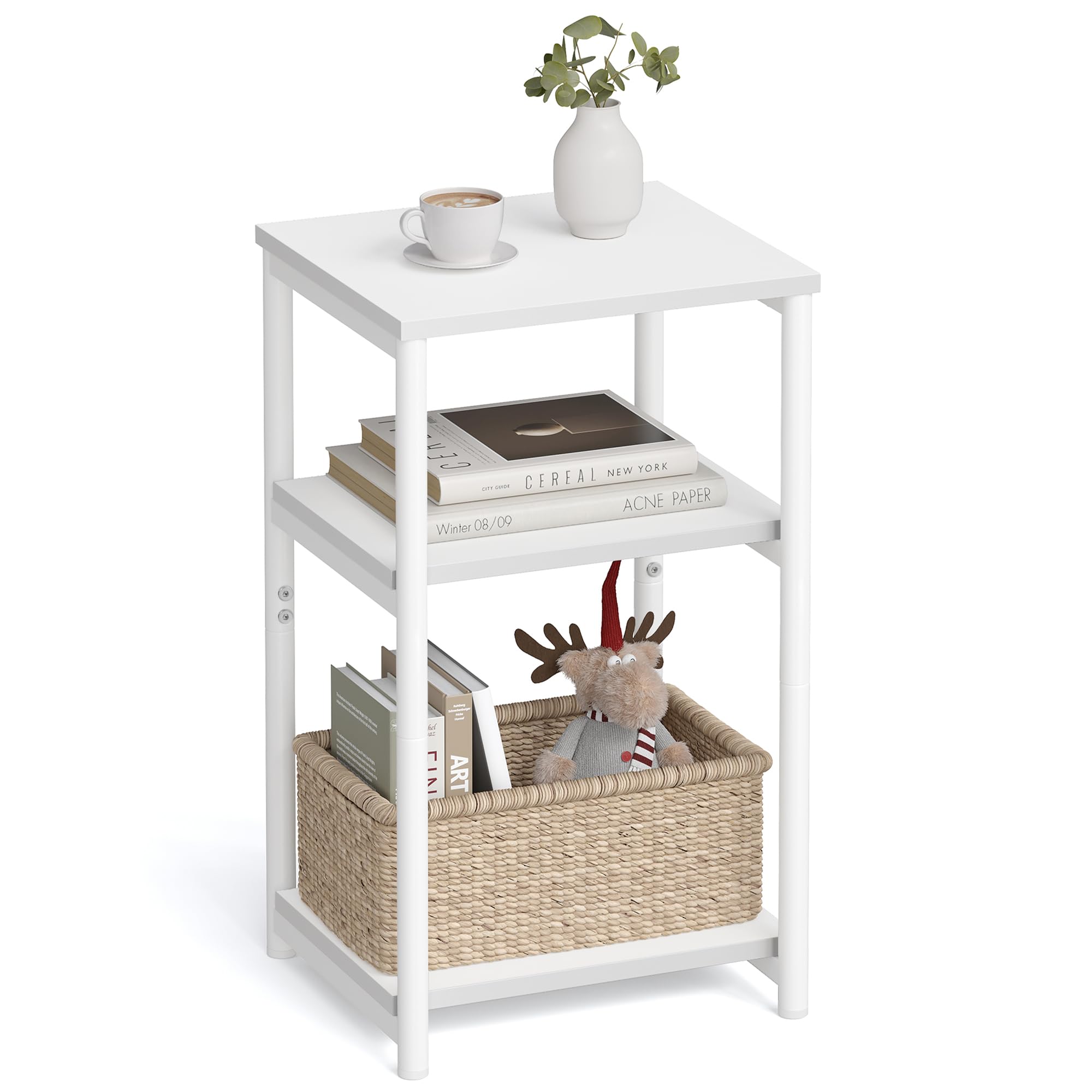 Photo 1 of VASAGLE Side Table, Small End Table, Tall Nightstand for Living Room, Bedroom, Office, Bathroom, White ULET273W14