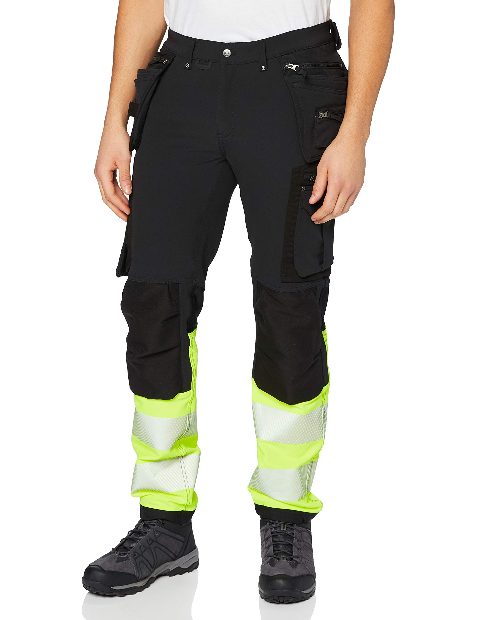 BLAKLADER 199316429933C54 Hi-Vis 4-Way Stretch Trousers, Black/Yellow, Size C54