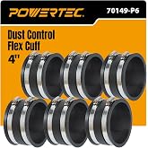 POWERTEC 70149-P6 4 Inch Dust Control Flex Cuff with Steel Hose Clamps, Hose Connector Rubber Cuff Coupler For Woodworking Dust Collection Fittings, Dust Collector Accessories &amp; Machinery, 6 pack