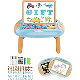 Gift for 1-2 Years Old Boy, Boy Toys with Magnetic Letters and Numbers, Portable Doodle Board Easel, Learning and Educational Toy for 1-2 Years Old Boys (Orange Blue)