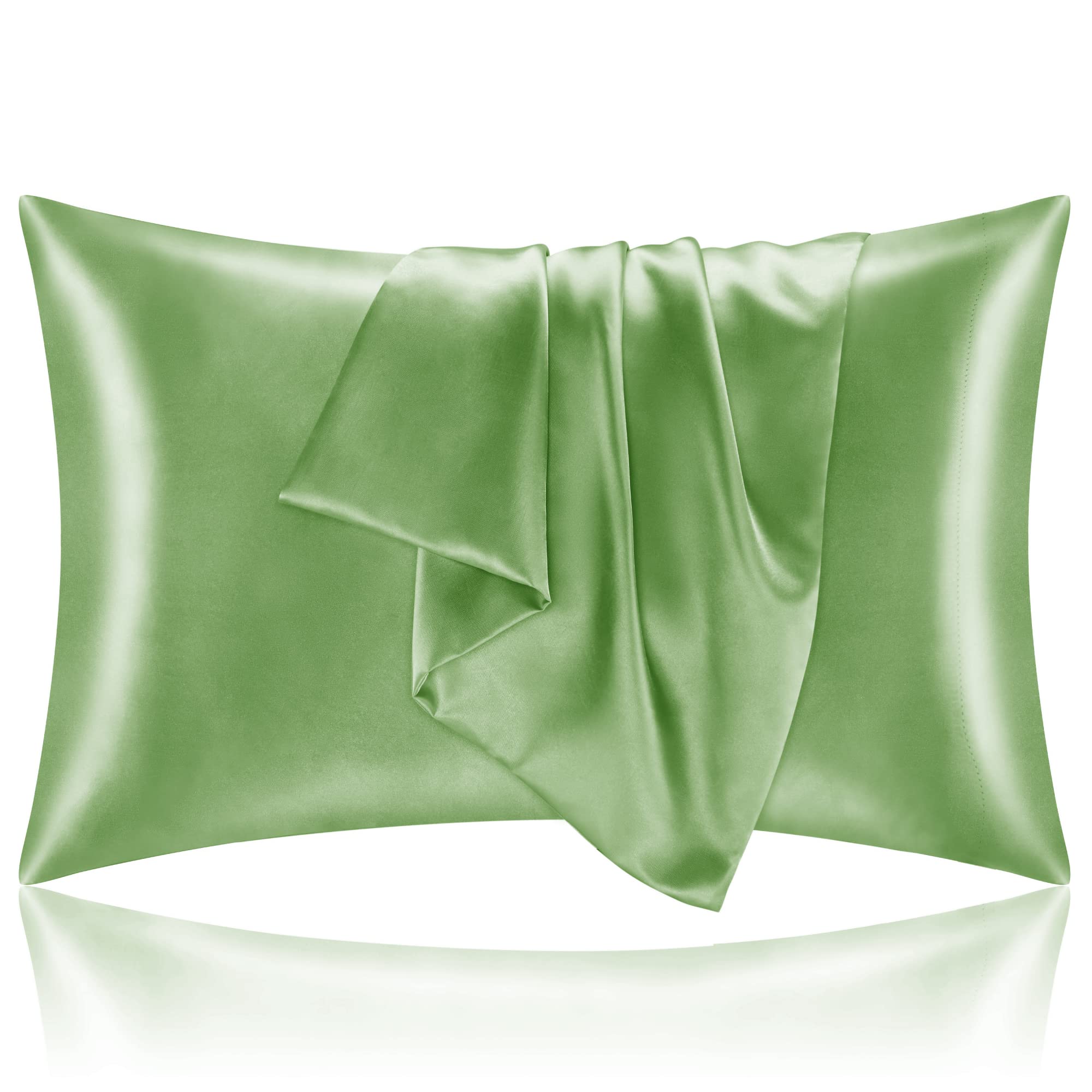 Photo 1 of BEDELITE Satin Pillowcase for Hair and Skin, Super Soft and Cooling Similar to Silk Pillow Cases 2 Pack with Envelope Closure, Gift for Women Men(20"x26" Standard Size, Sage Green)