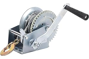 LFGUD Hand Winch Boat Trailer Winch 1200lbs Heavy Duty Hook with 33ft Steel Cable Hand Crank Winch, Two Way Ratchet Boat Winch for Trailer Truck ATV Boat Marine
