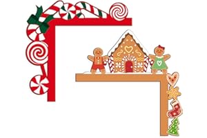 Pigort 2pcs Christmas Decoration Funny Gingerbread Door/Window Coner Decorations Windows Walls Door Toppers DIY Craft for Party Ornament