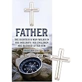 Needzo Cross Lapel Pin with Prayer Card, Religious Father&rsquo;s Gift, 1 Inch Emblem for Catholic Men, 4 by 2 Inch Devotional
