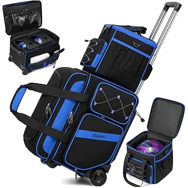 3 Ball Bowling Bag With Wheels Double Roller Bowling Bag With - View #2