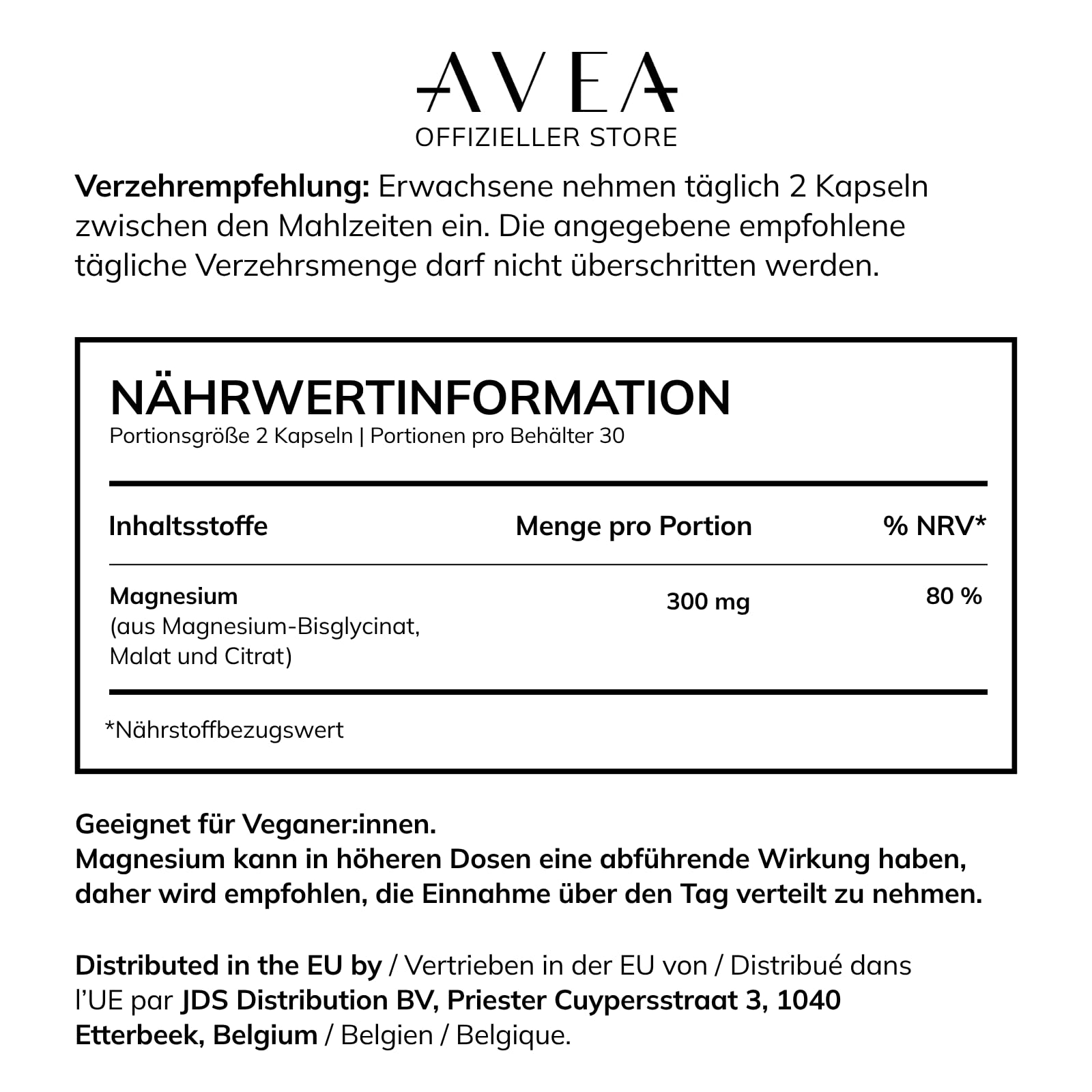 AVEA Magnesium Komplex Kapseln 3-in-1 (300mg) – Mit Magnesium Bisglycinat, Magnesium Malat & Citrat – Für Energielevel, Reduzierung von Müdigkeit & Erschöpfung sowie Muskel- & Nervenfunktion 6