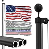 FFILY 11 Gauge Heavy Duty 20 FT Flag Pole, Unbending 120MPH Wind Resistance, 45K PSI & 95 HBW Hard Aerospace Aluminum Flagpole, In-Ground Flagpole Kit for Outside House