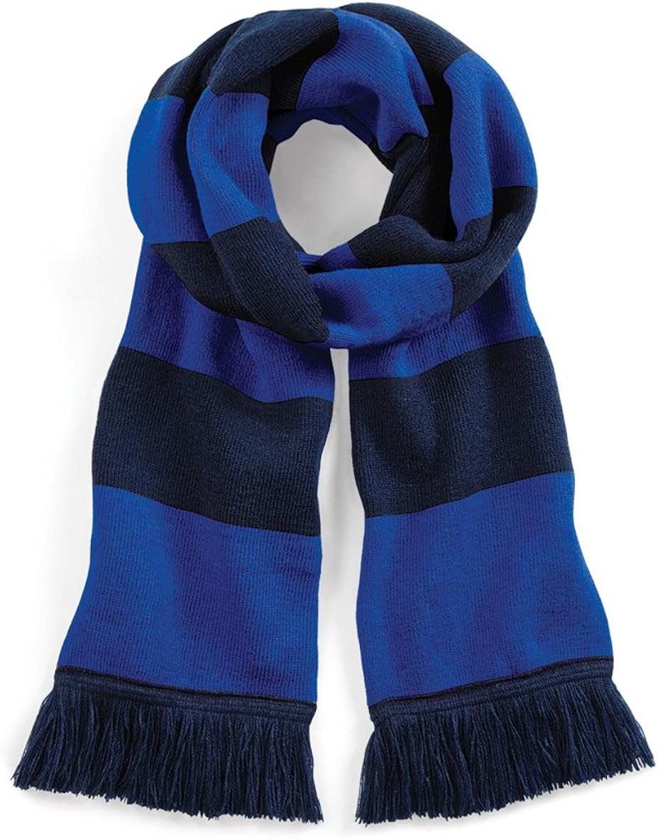 Beechfield Varsity Unisex Winter Scarf (Double Layer Knit) (One Size) (French Navy/Sky Blue): Clothing