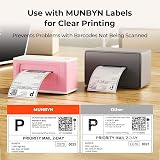 MUNBYN Bluetooth Label Printer 4x6 Thermal Desktop 941B Pink for Shipping view 2