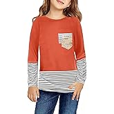 Ecokauer Girls Casual Long Sleeve Shirts Knot Front Tunic Tops Tees Blouses for Children Fashion Clothes