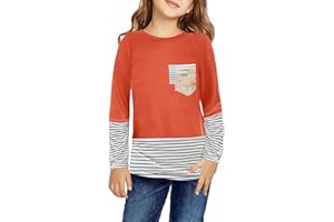Ecokauer Girls Casual Long Sleeve Shirts Knot Front Tunic Tops Tees Blouses for Children Fashion Clothes