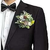 TINGE TIME Single Pocket Boutonniere for Man Groom, Best Man Boutonniere for Wedding, Prom, Homecoming, Anniversary, Graduation, Christmas Dinner (Christmas White)