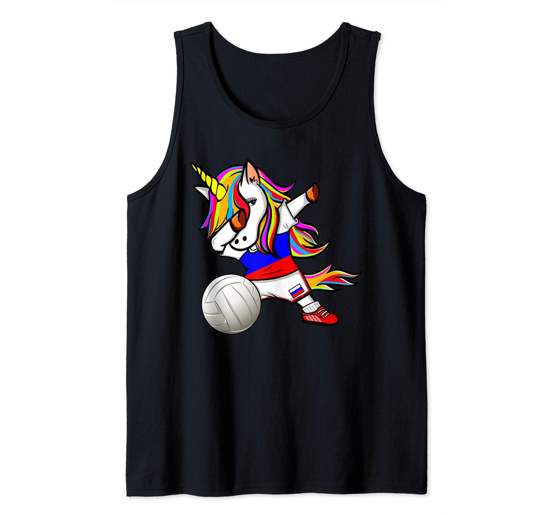 Dabbing Unicorn Russia Volleyball Fans Jersey - Russian Flag Tank Top