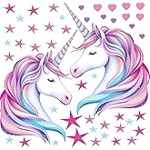 (48 Pack) Unicorn Wall Decal | (2) Unicorn Wall Stickers Large | Birthday Party Favors Wall Art Poster Decal Decorations