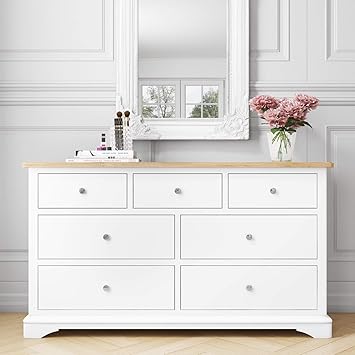 Darley 4 3 Wide Chest Of Drawers In Oak And White Amazon Co Uk