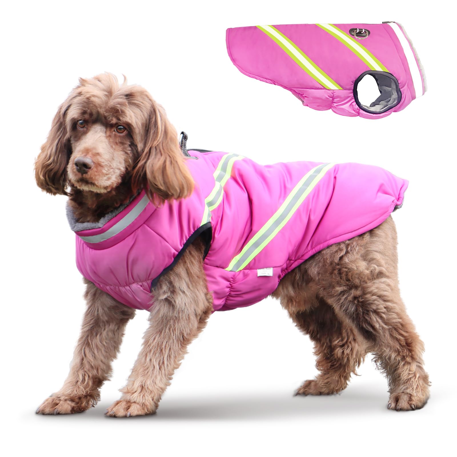 Lairle Waterproof Coat With Built-in Harness - Winter Jacket Vest for Small Medium Large Dogs, Reflective Adjustable Clothes