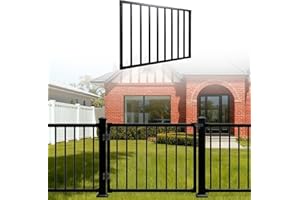 JTZFD Deck Fence Gate Kit (33" Height X 48" Length) – Entry Way Metal Gate Black Powder Coated DIY Fence Gate for Residential Deck, Patio, Yard & Garden – Includes Hinges and Latch