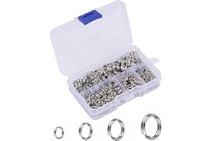 HUIHUIBAO 400 Pieces Premium 304 Stainless Steel Split Ring Double Jump Ring Small Key Chain Ring for Ornament Crafts, 4 Sizes(6mm 8mm 10mm 12mm Diameter)