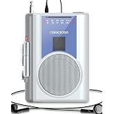 Gracioso Small Cassette Tape Player with AM FM Powered by DC or AA Battery | Protable Cassette Player with 3.5mm Headphone,Cassette Recorder with Build in Microphone &amp; Big Speaker for Home