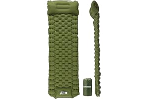 TurnWay Self Inflating Camping Sleeping Pad Foot Press Inflatable Pad Air Mattress with Pillow for Backpacking, Hiking, Campi