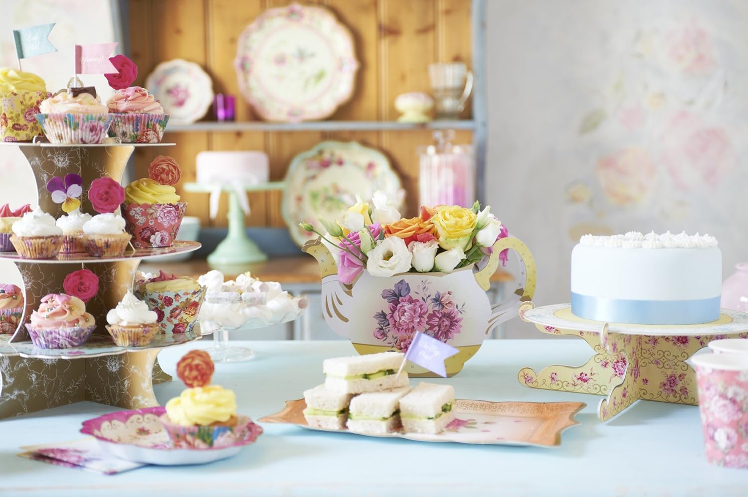 Amazon Com Talking Tables Tea Party Floral Vintage Teapot Vase