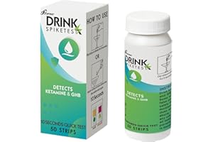 9 9PINE Spike Drink Test Strips Detector for Beverage Safety, 50 Count, 10-Second Detection, Tests for GHB and Ketamine in Beverage, Water, Wine, Cocktail, Beer, Juice etc;