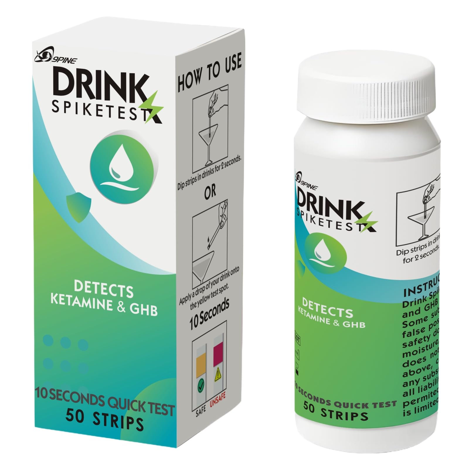 Photo 1 of ?50 Count ? Spike Drink Test Strips Detector for Beverage Safety, 10-Second Detection, Tests for GHB and Ketamine in Beverage, Water, Wine, Cocktail, Beer, Juice etc;