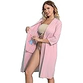 Meuponc Post Surgery Mastectomy Robe with 4 Internal Drain Pockets Women 3/4 Sleeves Night Gowns Pajama Dress Shirts