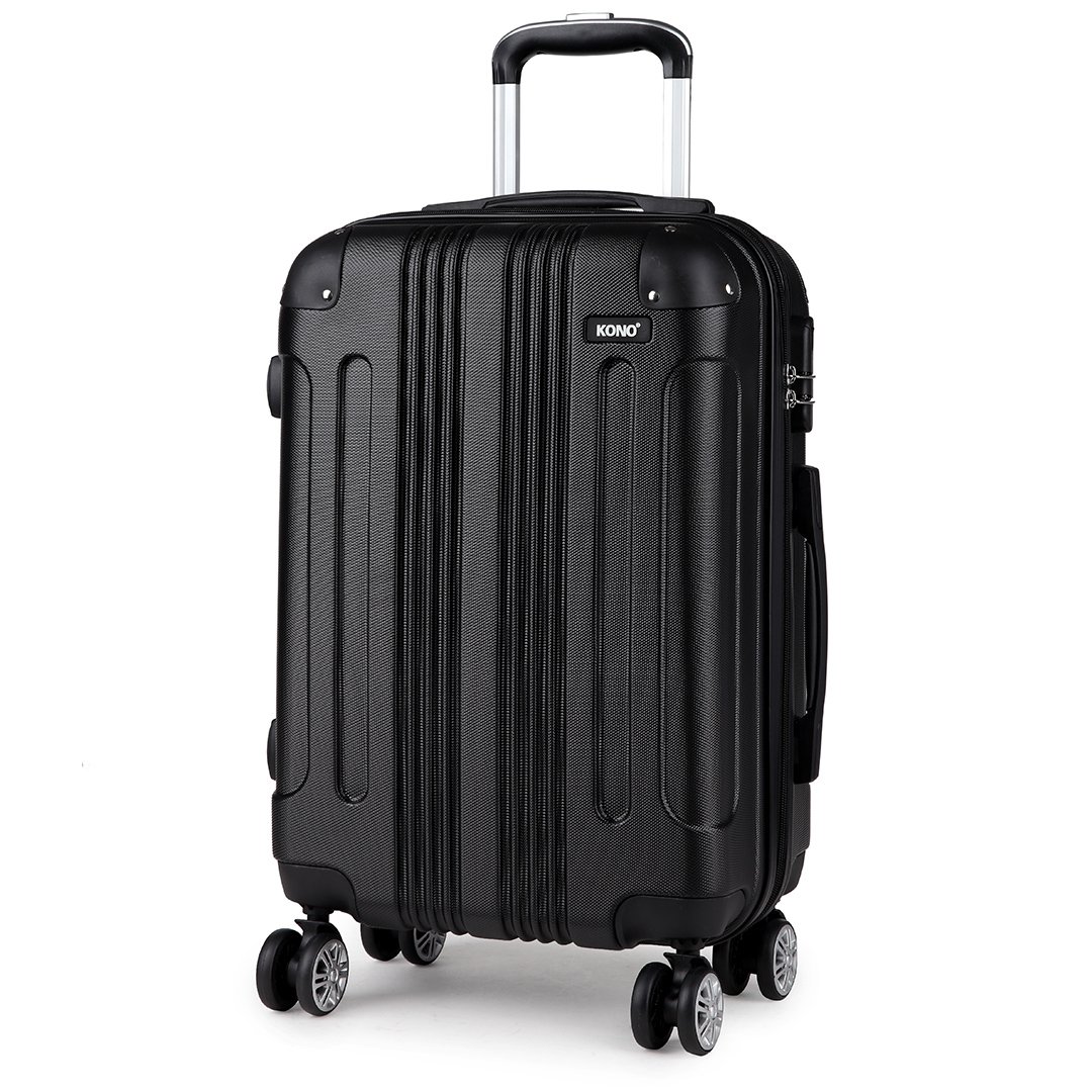 Kono Hard Shell Luggage Lightweight ABS 4 Wheels Spinner Business Trip Trolley Case Suitcase (24-inch)