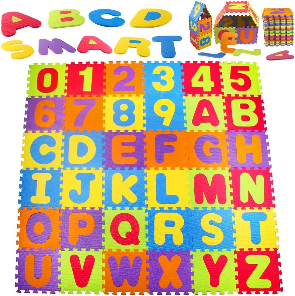 StillCool Kids Foam Puzzle Floor Play Mat with Colors or Numbers & Alphabets, 36 Tiles, 12"x12" for a Total Coverage of 36 Square Feet: Toys & Games