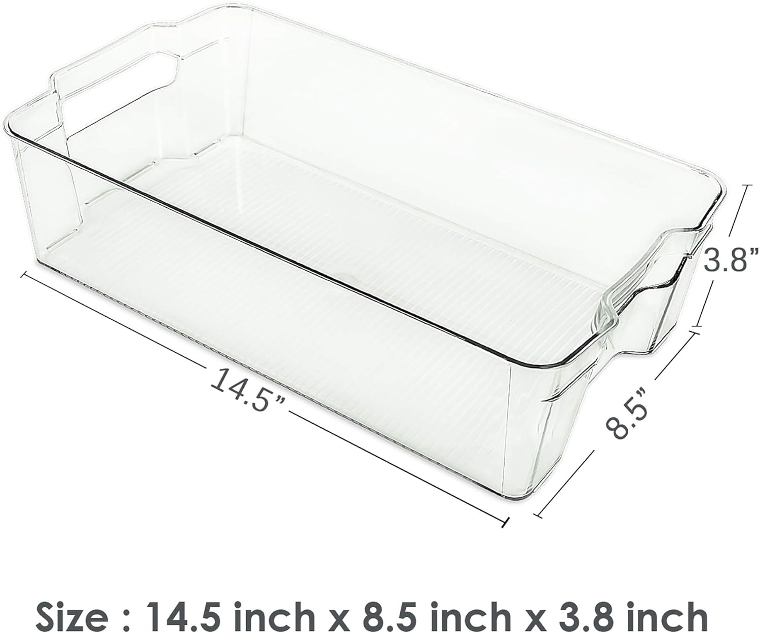 Refrigerator Organizer Bins, Vtopmart 4 Pack Large Clear Plastic Food Storage Bin with Handle for Freezer, Cabinet, Fridge, Kitchen Pantry Organization and Storage, BPA Free, 14.5" Long: Kitchen & Dining