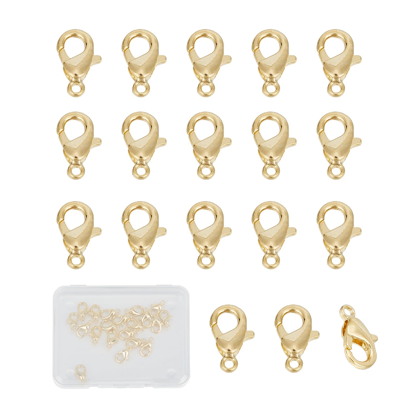 NICENEEDED 20 Pcs Gold Lobster Claw Clasps with Jump Rings, Classic Lobster Clip for DIY Bracelet Earrings Necklace Jewelry Making