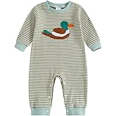 Bagilaanoe Infant Baby Boy Long Sleeve Romper Jumpsuit Pants Mallard Duck Waffle Knit Outfit Fall One Piece Clothes