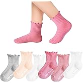 Witwot 6 Pairs Baby Girl Ruffle Crew Socks Toddler Girls Dress Sock Soft Cotton Size 6M - 7Y