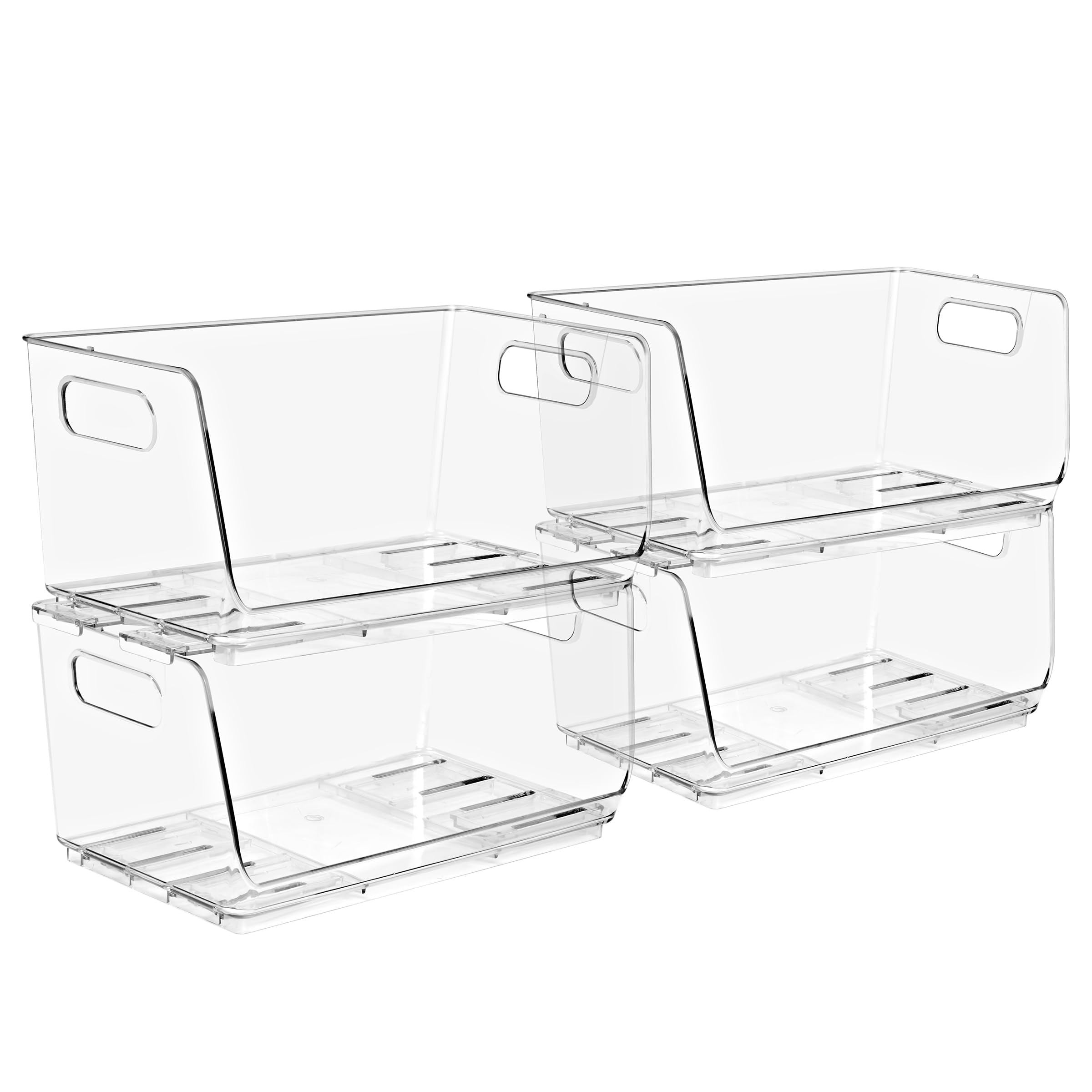 Photo 1 of ***Clips missing***Sorbus Stackable Storage Bins Open Front - Clear Stackable Storage Bins - Pantry Bins for Storage and Organization - Acrylic Stackable Bins for Kitchen - Clear Pantry Organizer Bins (Small 4 Pack)