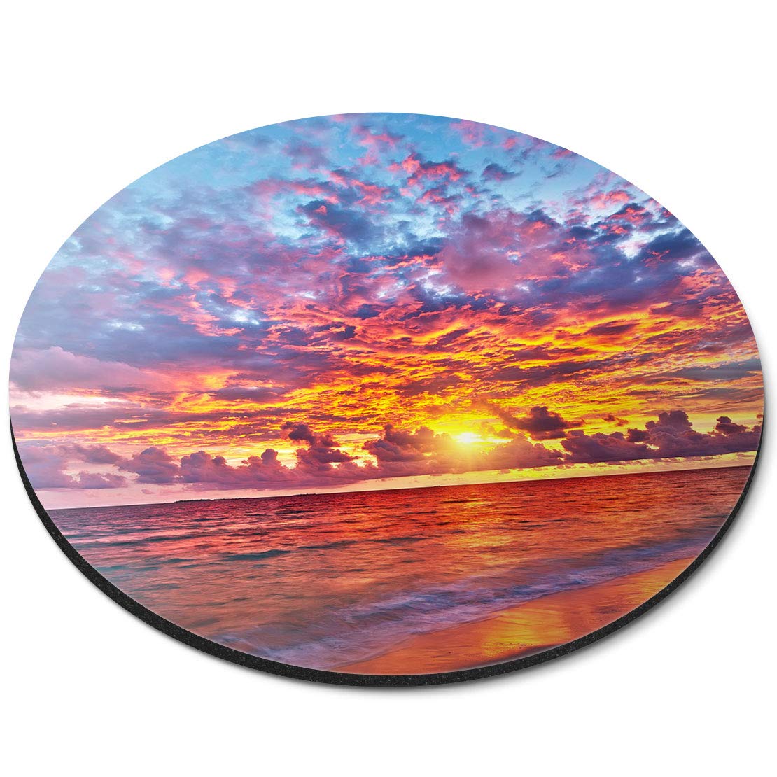 Maldives Sunset Beach Paradise - Flexible Round 5mm Rubber Mouse Mat Pad Office Home Novelty Printed Desk Accessory 21831