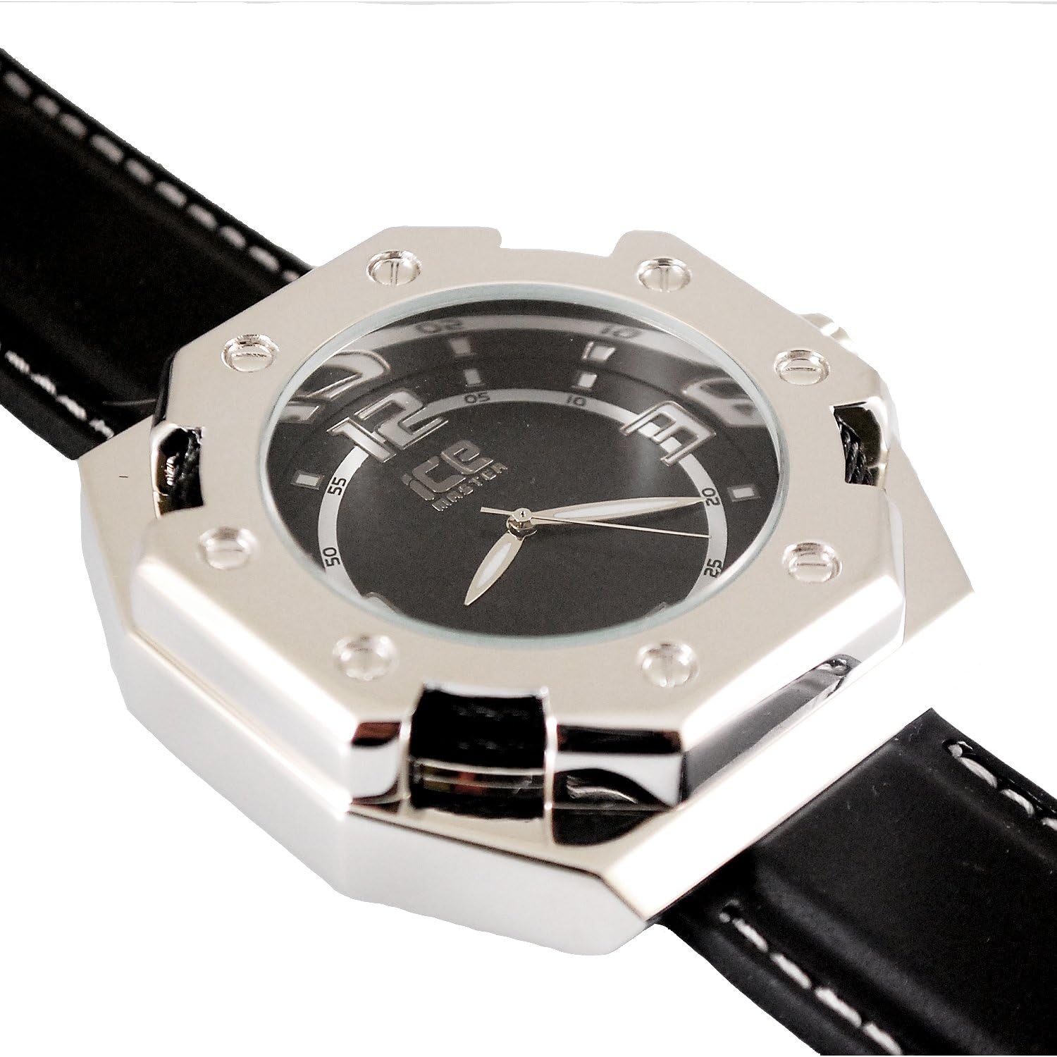 ice master mens stainless steel quartz movement water resistant designer watch