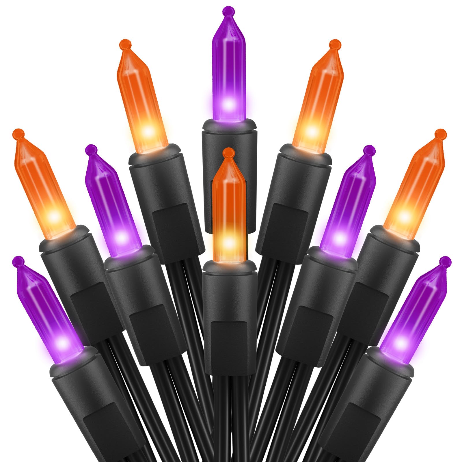 Photo 1 of 2 Pack Halloween Mini Lights, 13 Feet 50 Count Totally 100 Count Incandescent Mini String Lights, Connectable Halloween Light for Haunted House Party Holiday Window Indoor Decoration, Orange & Purple