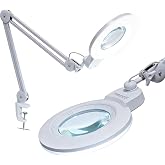 Neatfi LED Magnifying Lamp, 1600 Lumens, 7-Inch Lens, 2.25X/6X (White) | Dual 2.25X/6X Magnification, Acrylic Lens, Dimmable, Non-CCT, Clamp Mount, Hands-Free Close Work, Crafting, Jewelry, Reading
