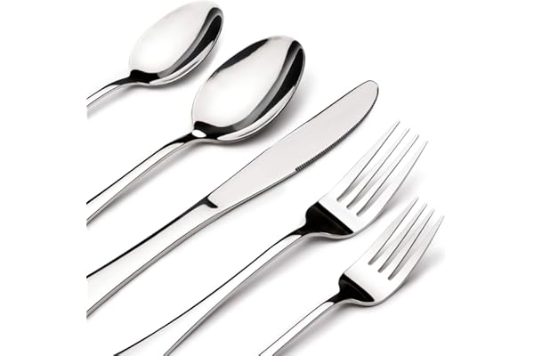 Silverware Set for 8, 40 Piece Stainless Steel Flatware Utensil Cutlery Set | Heavy Duty Steak Knife Fork and Spoon, Dishwasher Safe, Gift Package for Wedding Housewarming