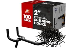 FactorDuty 100 Pack 2 inch Length Steel Black PEG Board Pegboard Shelving Hooks Wholesale Lot 20 lbs PEG Hooks Organizer Tool