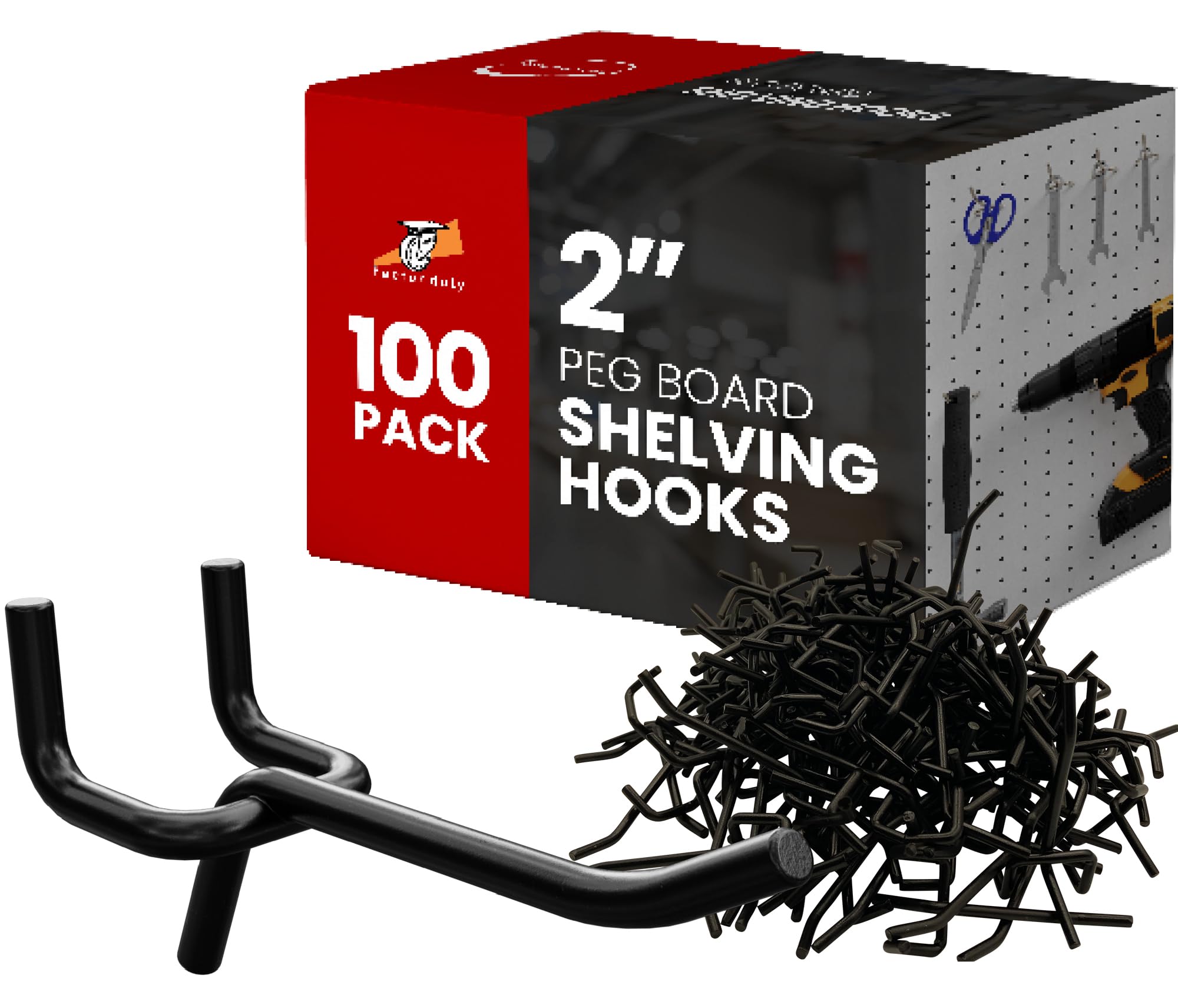 FactorDuty 100 Pack 2 inch Length Steel Black PEG Board Pegboard ...