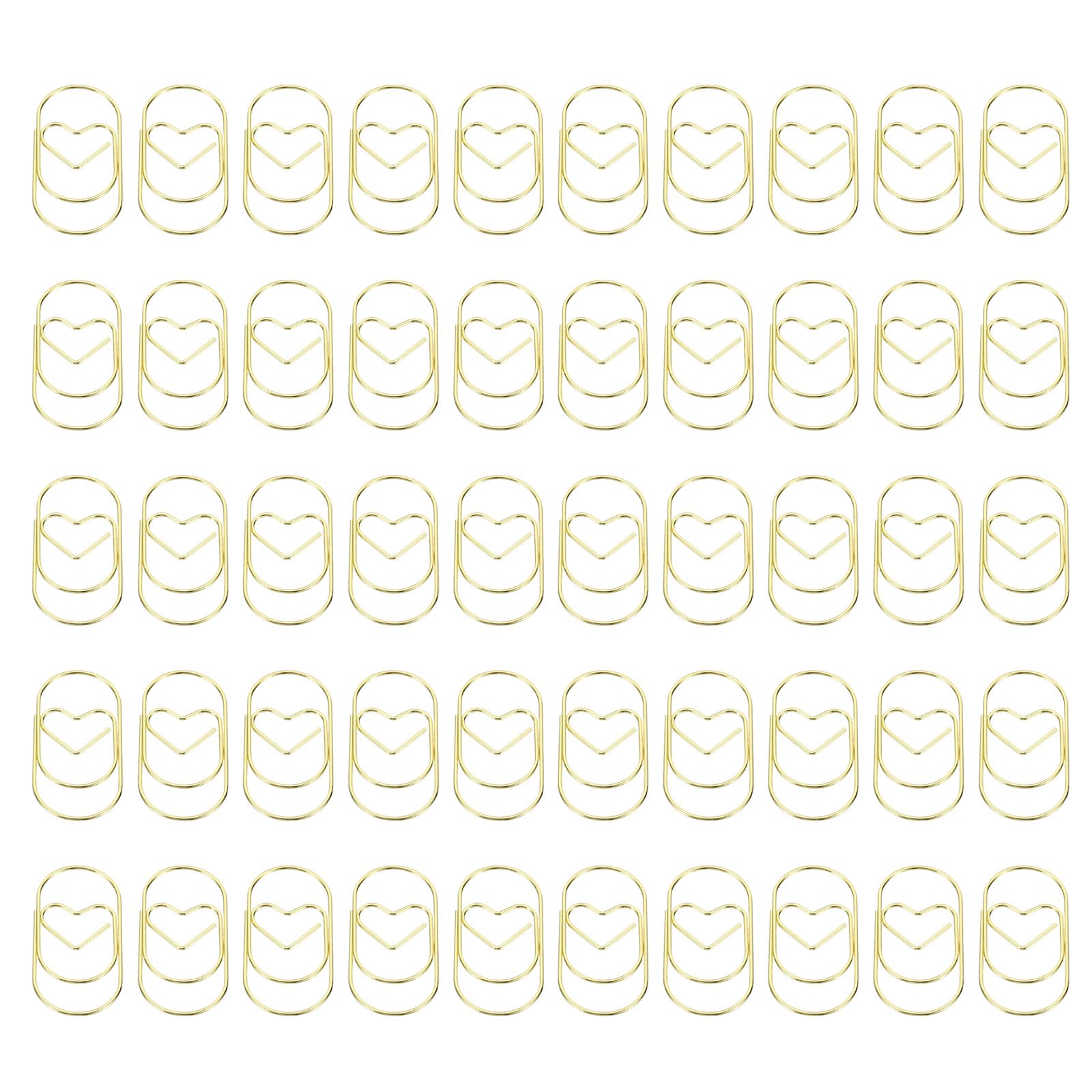 YOKIVE 50 Pcs Paper Clip, Heart-Shaped Clips, Keep Table Neat, Great for Office, Art, Home, Daily Use (Gold Tone, 2-inch)