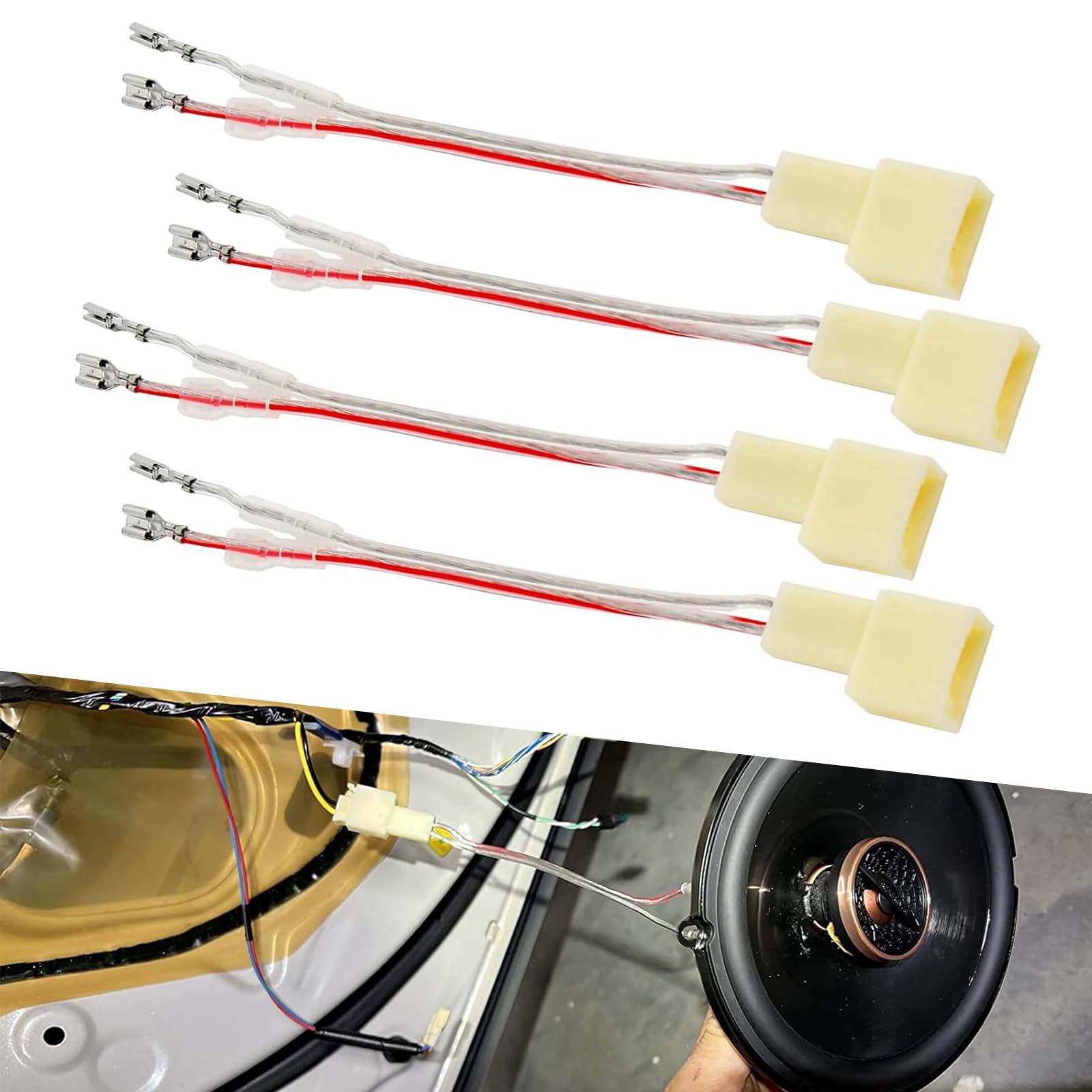 Photo 1 of gunroil 4 PCS Car Stereo Plug Adaptor, Bass Cable Conversion Adapter Plug Adaptor, Car Tuning Accessory, Compatible with Mitsubishi Subaru (White)