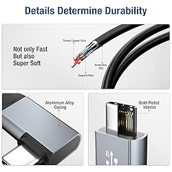 10FT USB C 3.2 Gen2x2 Cable 100W 20Gbps 90 Degree
