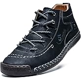 alcubieree Mens Casual Leather Shoes Ankle Chukka Boots Slip On Lightweight Loafers Mid top Walking Driving Shoes for Male