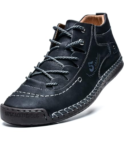 Amazon.com | Mens Leather Mid-Top Chukka Ankle Boots with  display picture 2