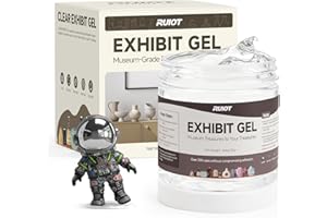 RUIOT 13oz Clear Exhibit Gel to Keep Things in Place. Removable Museum Exhibit Putty Provides Invisible Protection for Treasures, Reusable Transparent Exhibit Wax for Fixed Collection and Decorations.