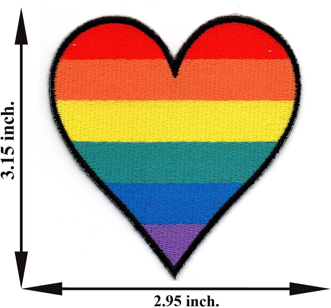 Rainbow Heart Love Gay Leabian Fun Happy Retro Colorful Vivid Applique Iron-on Patch Embroidered Sew T-shirt